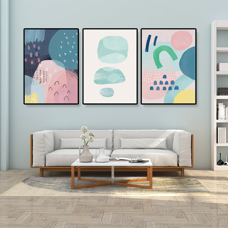 Raindrops Wall Art Set Nordic Abstract Pattern Canvas Print in Pastel Color for Decor - Green - Clearhalo - 'Arts' - 'Canvas Art' - 1932994