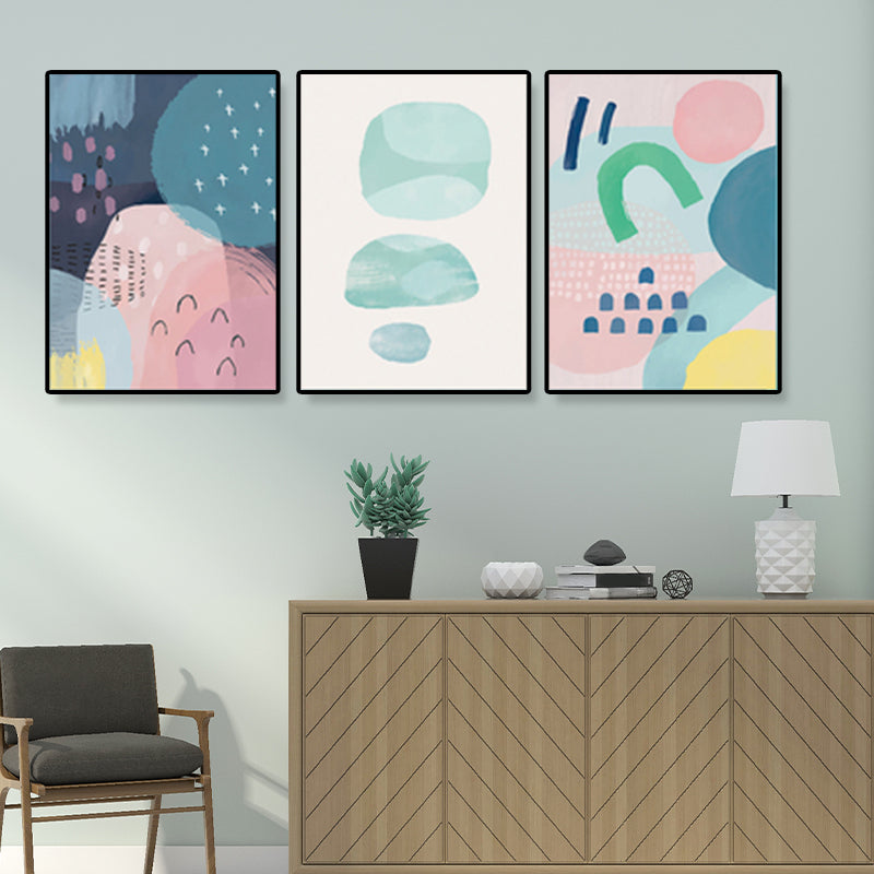 Raindrops Wall Art Set Nordic Abstract Pattern Canvas Print in Pastel Color for Decor - Clearhalo - 'Arts' - 'Canvas Art' - 1932995