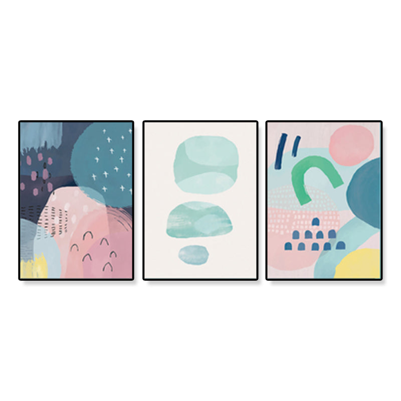 Raindrops Wall Art Set Nordic Abstract Pattern Canvas Print in Pastel Color for Decor - Clearhalo - 'Arts' - 'Canvas Art' - 1932997
