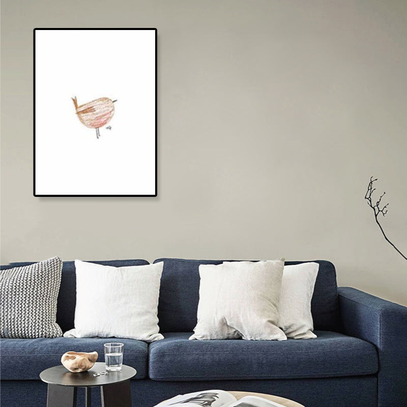 Pink Birdie Wall Art Decor Textured Minimalistic Kids Bedroom Canvas, Multiple Sizes Clearhalo 'Art Gallery' 'Canvas Art' 'Kids' Arts' 1933013