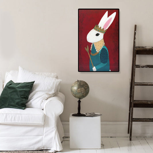 Animal Canvas Wall Art Cartoon Cute Illustrated Wild Life Wall Decor in Pastel Color Red Clearhalo 'Art Gallery' 'Canvas Art' 'Kids' Arts' 1933019