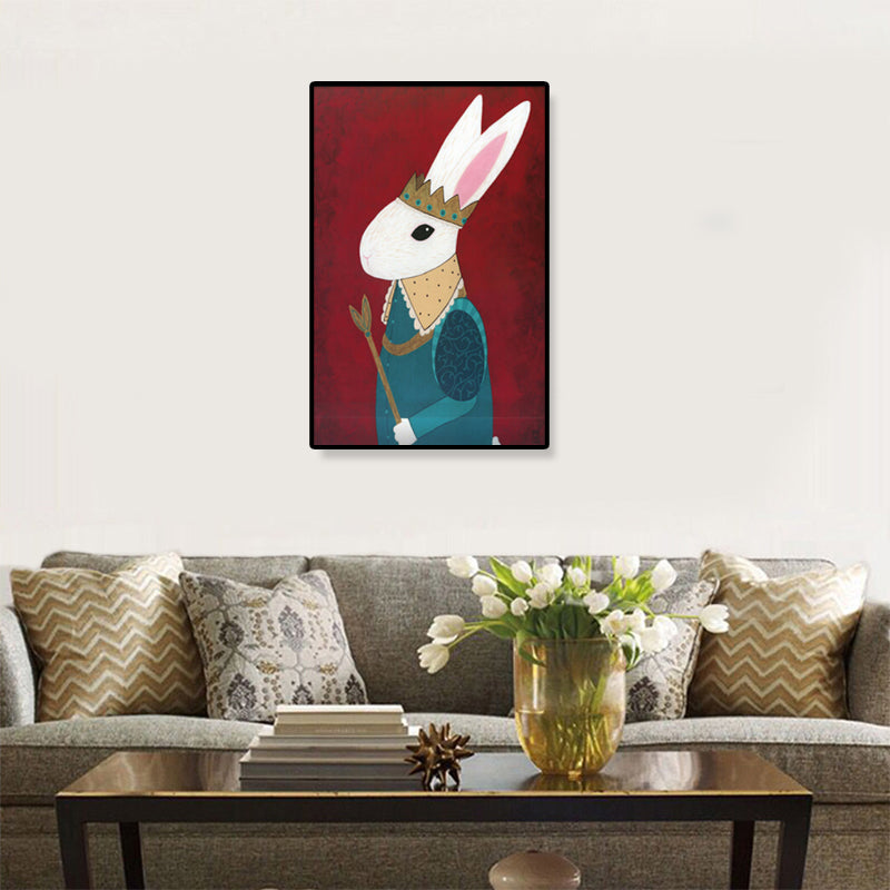 Animal Canvas Wall Art Cartoon Cute Illustrated Wild Life Wall Decor in Pastel Color Clearhalo 'Art Gallery' 'Canvas Art' 'Kids' Arts' 1933021