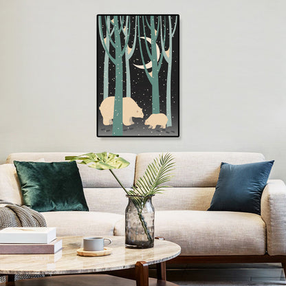 Animal Canvas Wall Art Cartoon Cute Illustrated Wild Life Wall Decor in Pastel Color Blue Clearhalo 'Art Gallery' 'Canvas Art' 'Kids' Arts' 1933026