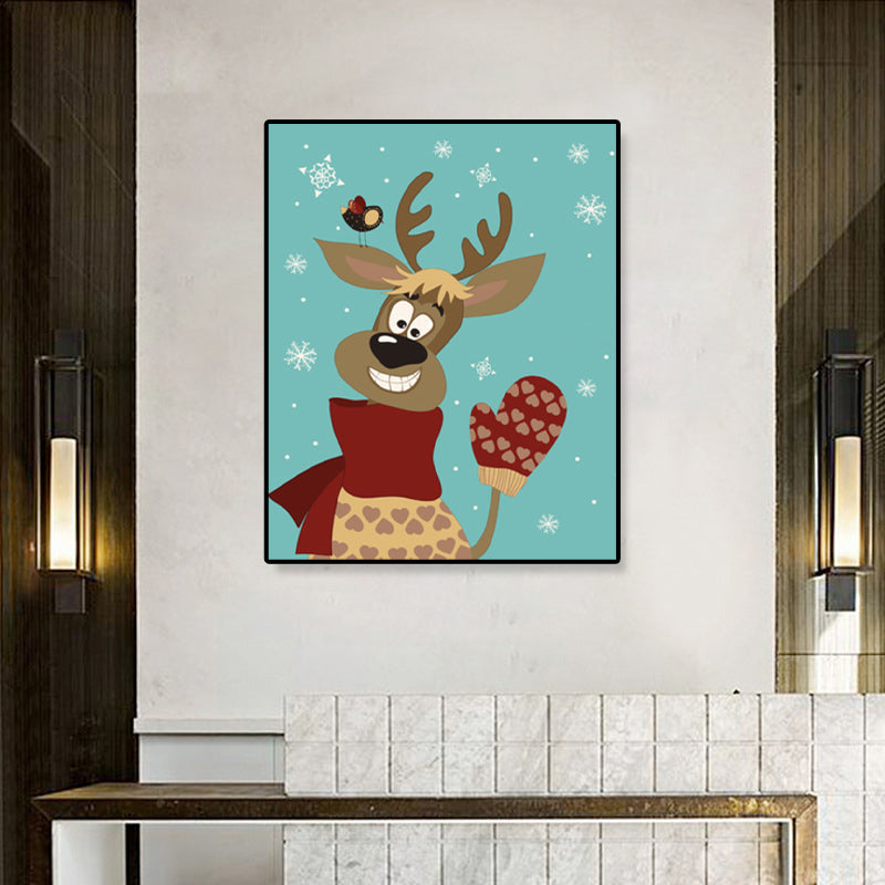 Animal Canvas Wall Art Cartoon Cute Illustrated Wild Life Wall Decor in Pastel Color Brown Clearhalo 'Art Gallery' 'Canvas Art' 'Kids' Arts' 1933030