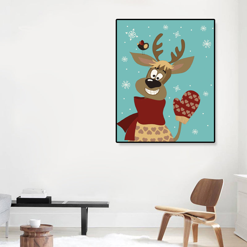 Animal Canvas Wall Art Cartoon Cute Illustrated Wild Life Wall Decor in Pastel Color Clearhalo 'Art Gallery' 'Canvas Art' 'Kids' Arts' 1933031