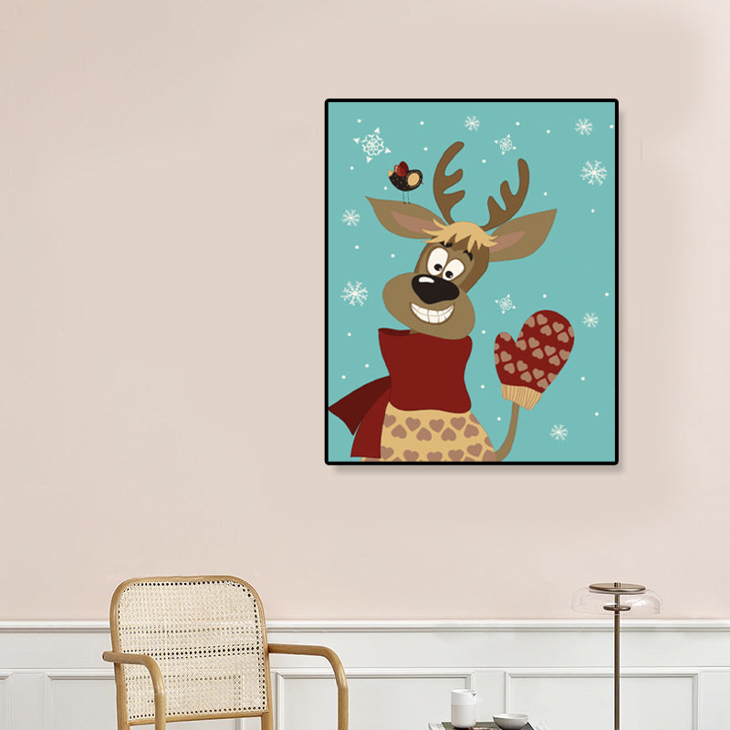 Animal Canvas Wall Art Cartoon Cute Illustrated Wild Life Wall Decor in Pastel Color Clearhalo 'Art Gallery' 'Canvas Art' 'Kids' Arts' 1933032