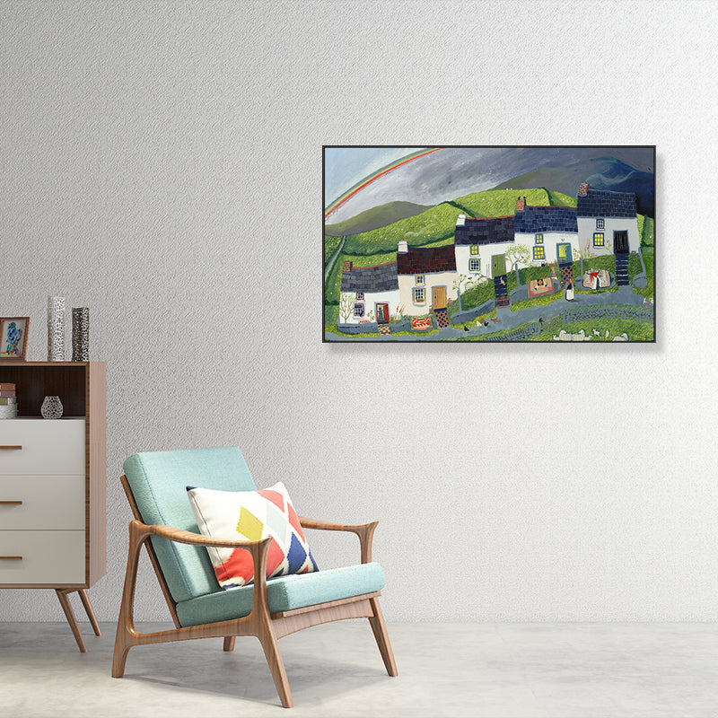 Picturesque Scenery Wall Art Living Room Illustration Farmhouse Canvas in Light Color Clearhalo 'Art Gallery' 'Canvas Art' 'Contemporary Art Gallery' 'Modern' Arts' 1933035