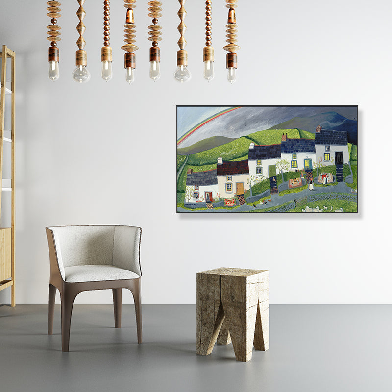 Picturesque Scenery Wall Art Living Room Illustration Farmhouse Canvas in Light Color Clearhalo 'Art Gallery' 'Canvas Art' 'Contemporary Art Gallery' 'Modern' Arts' 1933036