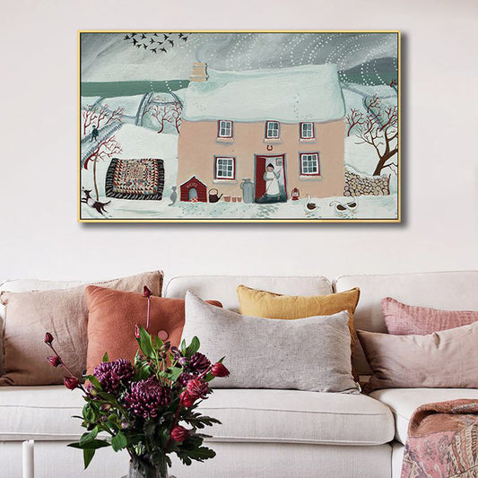 Picturesque Scenery Wall Art Living Room Illustration Farmhouse Canvas in Light Color Clearhalo 'Art Gallery' 'Canvas Art' 'Contemporary Art Gallery' 'Modern' Arts' 1933042