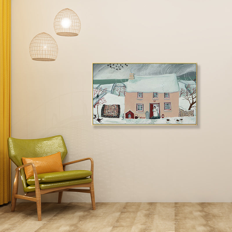 Picturesque Scenery Wall Art Living Room Illustration Farmhouse Canvas in Light Color Clearhalo 'Art Gallery' 'Canvas Art' 'Contemporary Art Gallery' 'Modern' Arts' 1933043