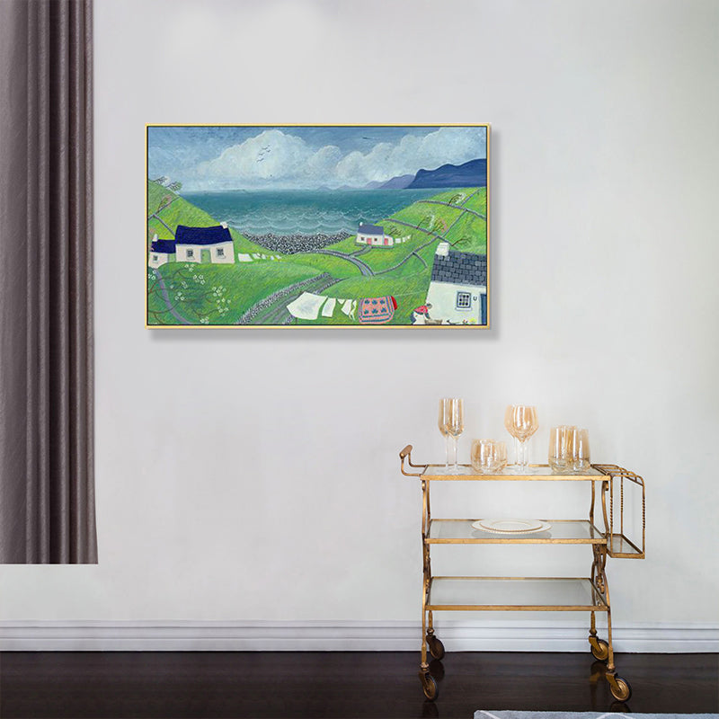 Picturesque Scenery Wall Art Living Room Illustration Farmhouse Canvas in Light Color Clearhalo 'Art Gallery' 'Canvas Art' 'Contemporary Art Gallery' 'Modern' Arts' 1933047