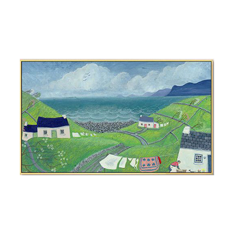 Picturesque Scenery Wall Art Living Room Illustration Farmhouse Canvas in Light Color Clearhalo 'Art Gallery' 'Canvas Art' 'Contemporary Art Gallery' 'Modern' Arts' 1933048