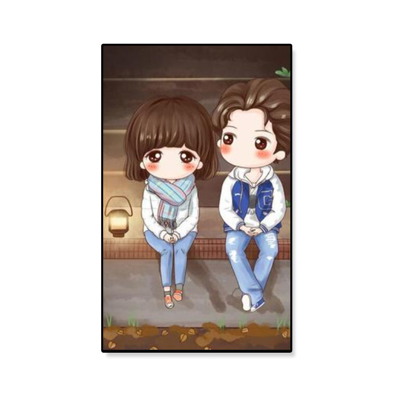 Cartoon Young Girl Art Print Soft Color Figure Drawing Canvas for Bedroom, Multiple Sizes Clearhalo 'Art Gallery' 'Canvas Art' 'Kids' Arts' 1933090