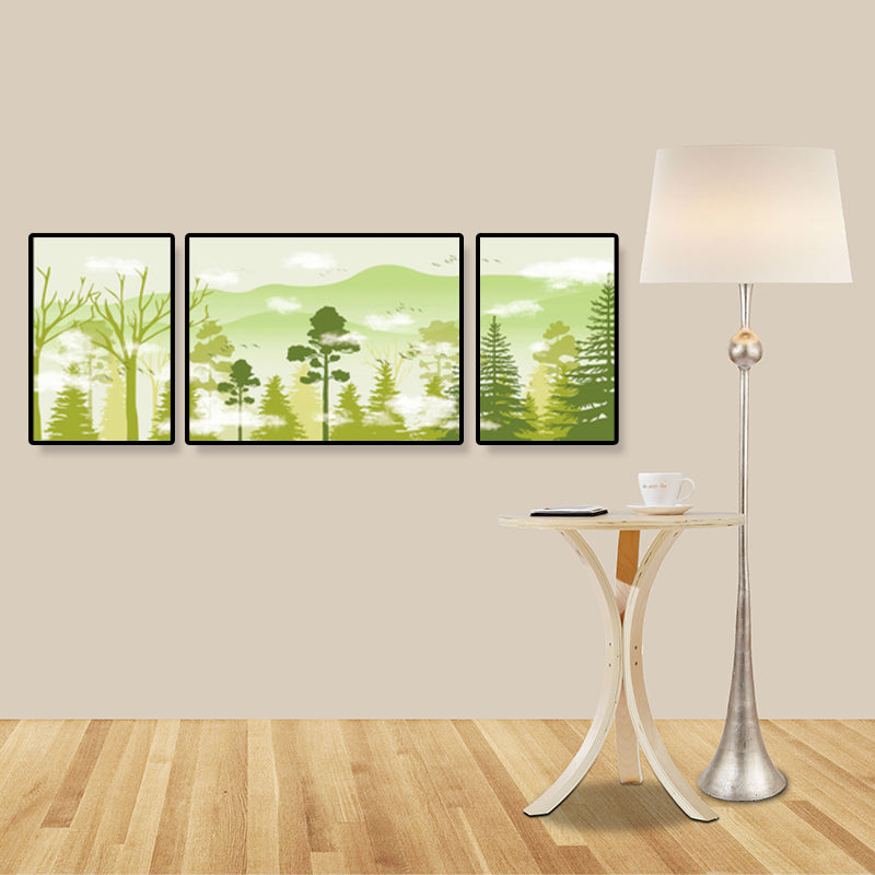 Tropical Mysterious Forest Wall Decor Soft Color Sitting Room Canvas Art, Set of 3 Clearhalo 'Art Gallery' 'Canvas Art' 'Coastal Art Gallery' 'Tropical' Arts' 1933100