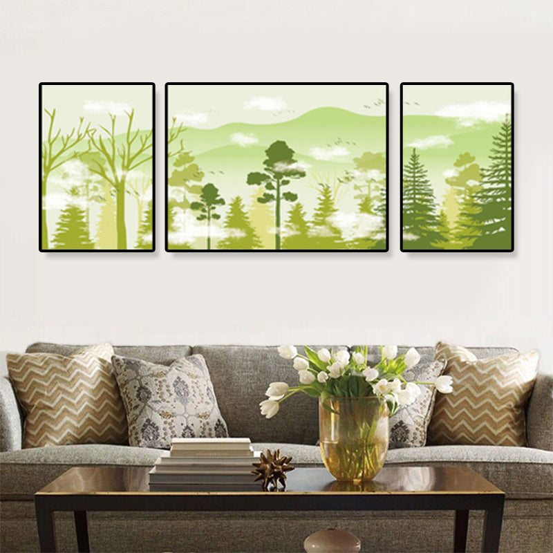 Tropical Mysterious Forest Wall Decor Soft Color Sitting Room Canvas Art, Set of 3 Clearhalo 'Art Gallery' 'Canvas Art' 'Coastal Art Gallery' 'Tropical' Arts' 1933101
