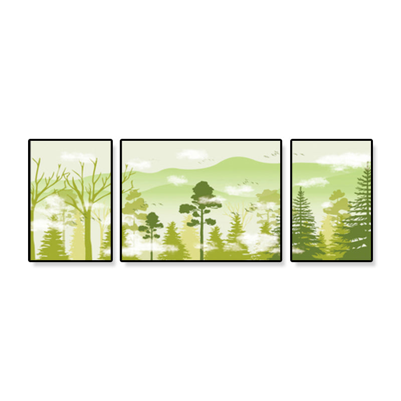 Tropical Mysterious Forest Wall Decor Soft Color Sitting Room Canvas Art, Set of 3 Clearhalo 'Art Gallery' 'Canvas Art' 'Coastal Art Gallery' 'Tropical' Arts' 1933102