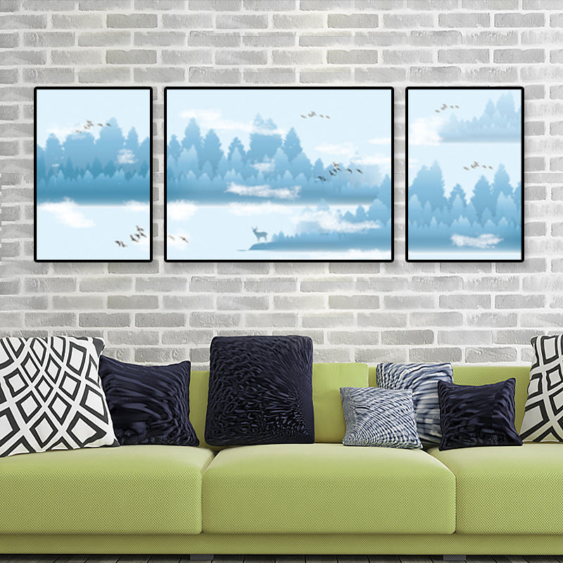 Tropical Mysterious Forest Wall Decor Soft Color Sitting Room Canvas Art, Set of 3 Clearhalo 'Art Gallery' 'Canvas Art' 'Coastal Art Gallery' 'Tropical' Arts' 1933107