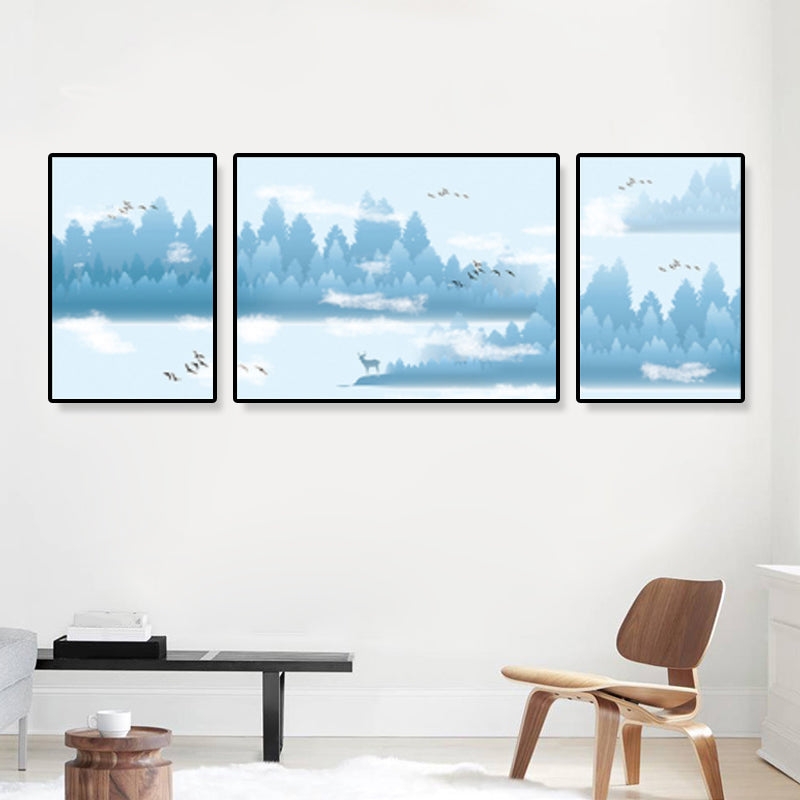 Tropical Mysterious Forest Wall Decor Soft Color Sitting Room Canvas Art, Set of 3 Clearhalo 'Art Gallery' 'Canvas Art' 'Coastal Art Gallery' 'Tropical' Arts' 1933108