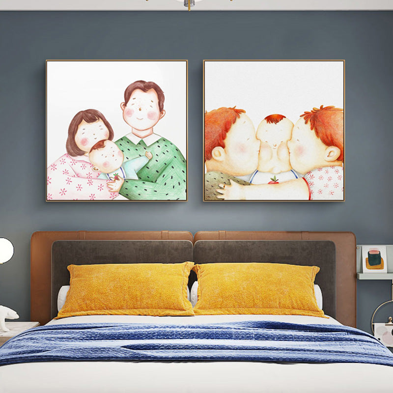 Textured Pastel Wall Art Kids Style Illustration Infant Canvas Print for Nursery Red Brown Clearhalo 'Art Gallery' 'Canvas Art' 'Kids' Arts' 1933110
