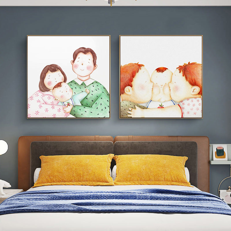 Textured Pastel Wall Art Kids Style Illustration Infant Canvas Print for Nursery Red Brown Clearhalo 'Art Gallery' 'Canvas Art' 'Kids' Arts' 1933110