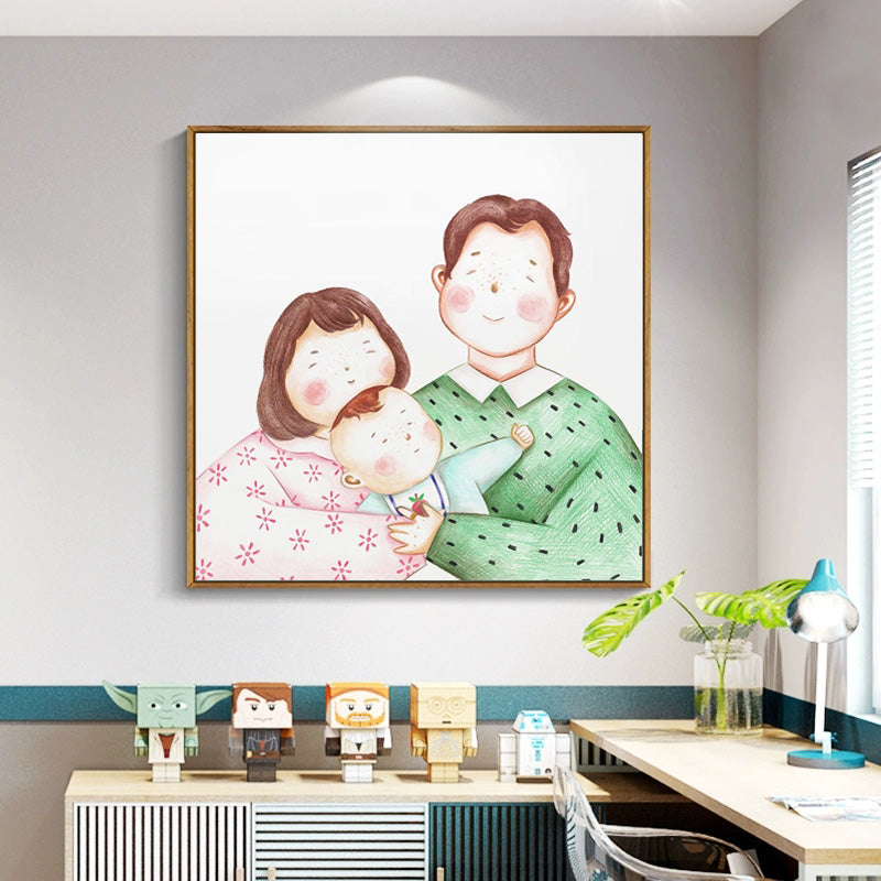 Textured Pastel Wall Art Kids Style Illustration Infant Canvas Print for Nursery Green Clearhalo 'Art Gallery' 'Canvas Art' 'Kids' Arts' 1933117