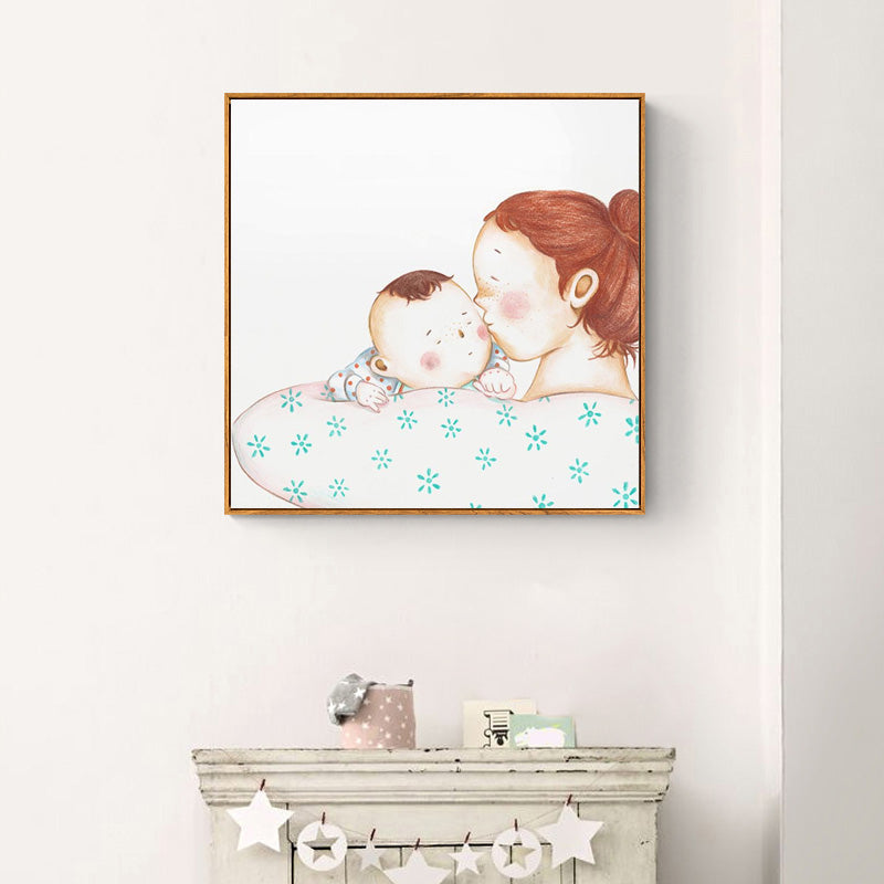 Textured Pastel Wall Art Kids Style Illustration Infant Canvas Print for Nursery Blue Clearhalo 'Art Gallery' 'Canvas Art' 'Kids' Arts' 1933121