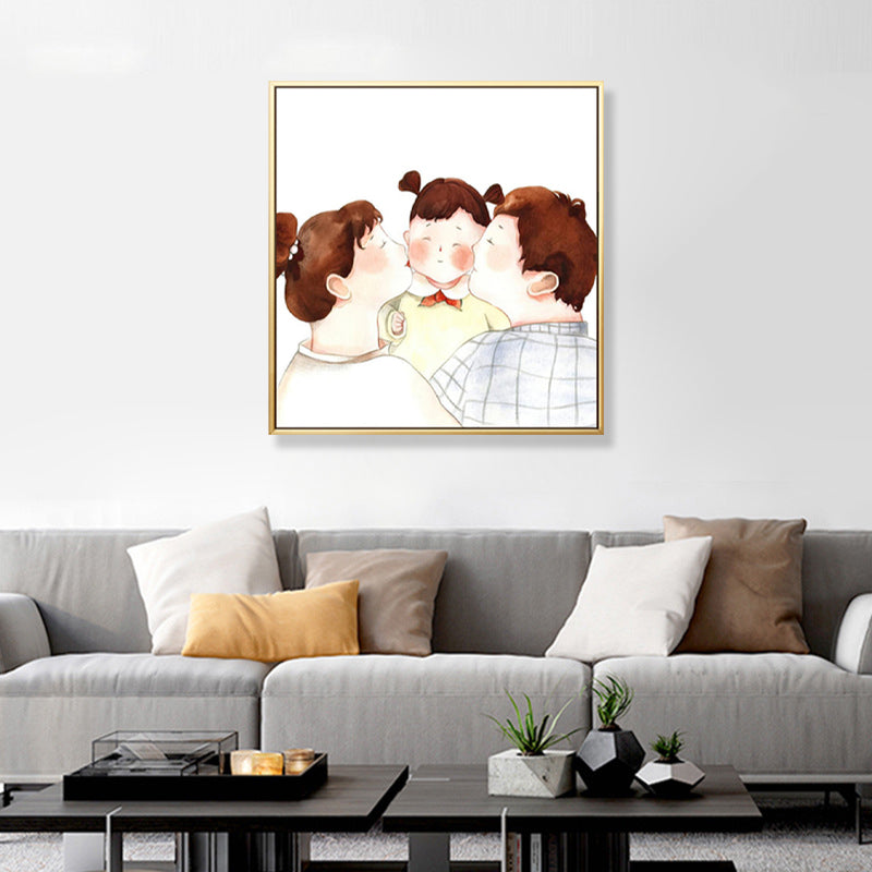 Textured Pastel Wall Art Kids Style Illustration Infant Canvas Print for Nursery White Clearhalo 'Art Gallery' 'Canvas Art' 'Kids' Arts' 1933129