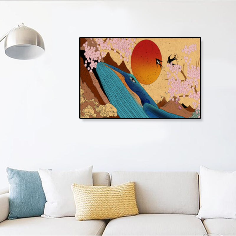 Oriental Drawing Print Animal Canvas Art Multicolored Guest Room Wall Decor, Textured Clearhalo 'Arts' 'Canvas Art' 1933134