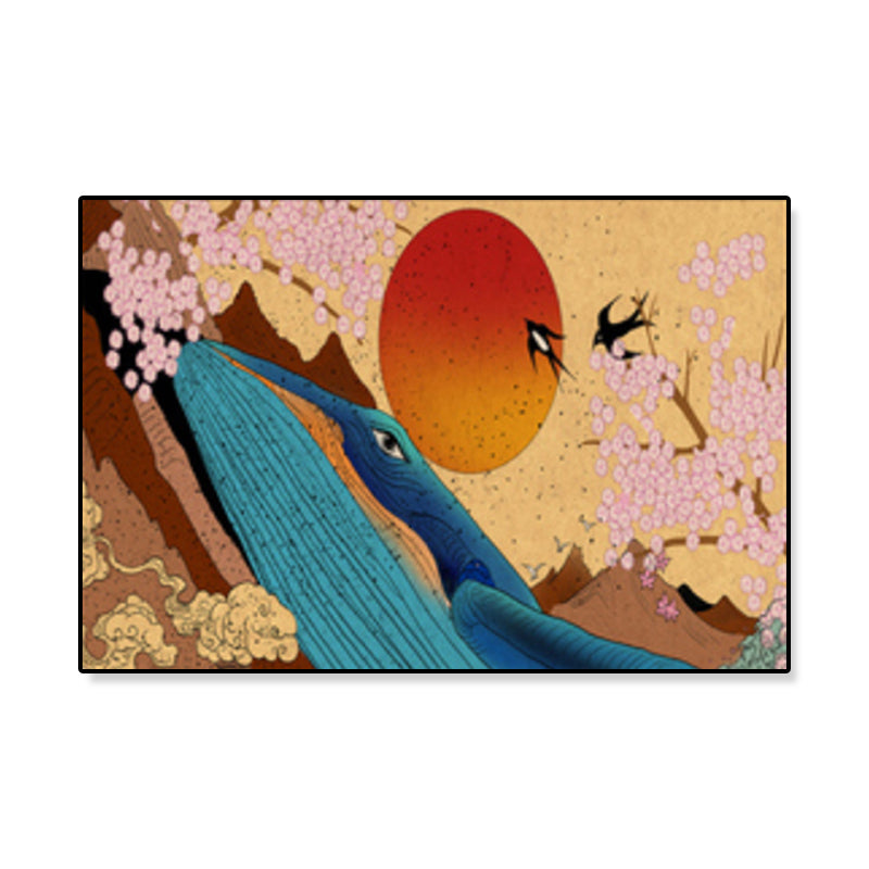 Oriental Drawing Print Animal Canvas Art Multicolored Guest Room Wall Decor, Textured Clearhalo 'Arts' 'Canvas Art' 1933136