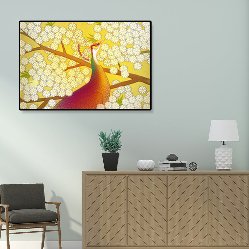 Oriental Drawing Print Animal Canvas Art Multicolored Guest Room Wall Decor, Textured Clearhalo 'Arts' 'Canvas Art' 1933143