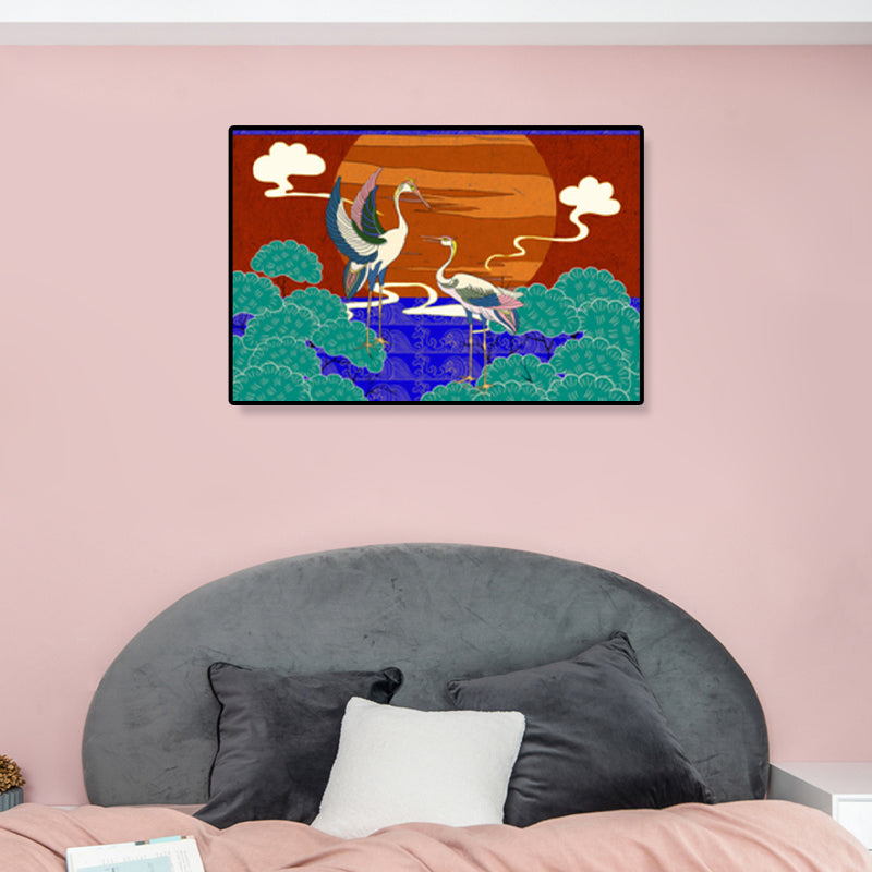 Oriental Drawing Print Animal Canvas Art Multicolored Guest Room Wall Decor, Textured Dark Brown Clearhalo 'Arts' 'Canvas Art' 1933145