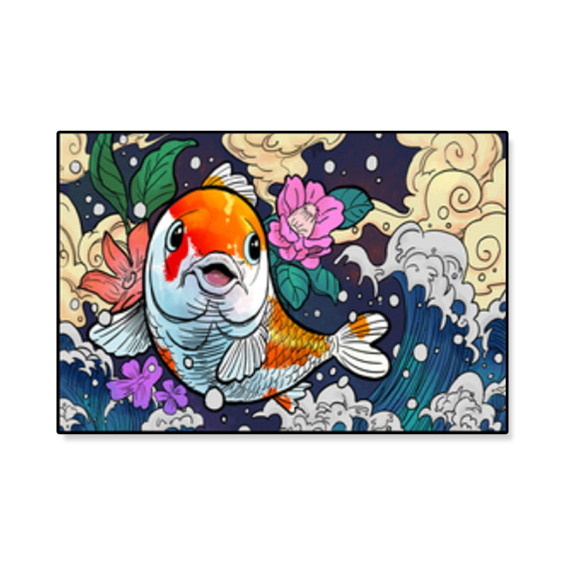Oriental Drawing Print Animal Canvas Art Multicolored Guest Room Wall Decor, Textured Clearhalo 'Arts' 'Canvas Art' 1933152