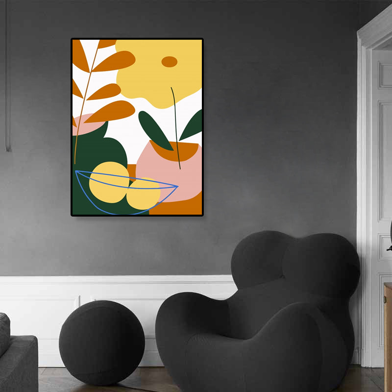 Pastel Still Life Canvas Print Illustration Fruit and Tableware Modern Textured Wall Art Clearhalo 'Art Gallery' 'Canvas Art' 'Contemporary Art Gallery' 'Modern' Arts' 1933229