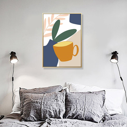 Pastel Still Life Canvas Print Illustration Fruit and Tableware Modern Textured Wall Art Clearhalo 'Art Gallery' 'Canvas Art' 'Contemporary Art Gallery' 'Modern' Arts' 1933236