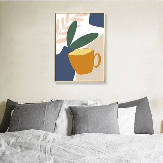 Pastel Still Life Canvas Print Illustration Fruit and Tableware Modern Textured Wall Art Clearhalo 'Art Gallery' 'Canvas Art' 'Contemporary Art Gallery' 'Modern' Arts' 1933237
