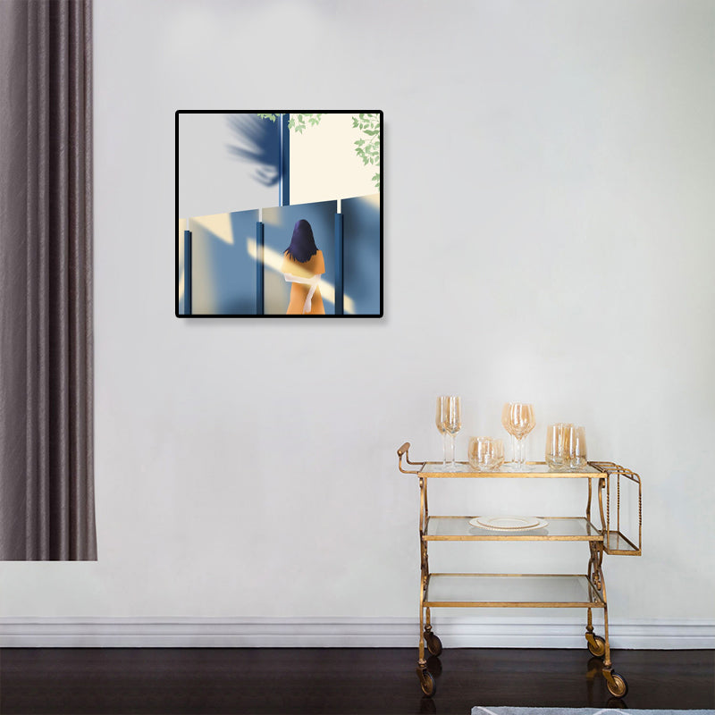 Nordic Canvas Wall Art Light Color Illustrated Figure Wall Decor for Girls Bedroom Orange Clearhalo 'Art Gallery' 'Canvas Art' 'Contemporary Art Gallery' 'Modern' Arts' 1933269