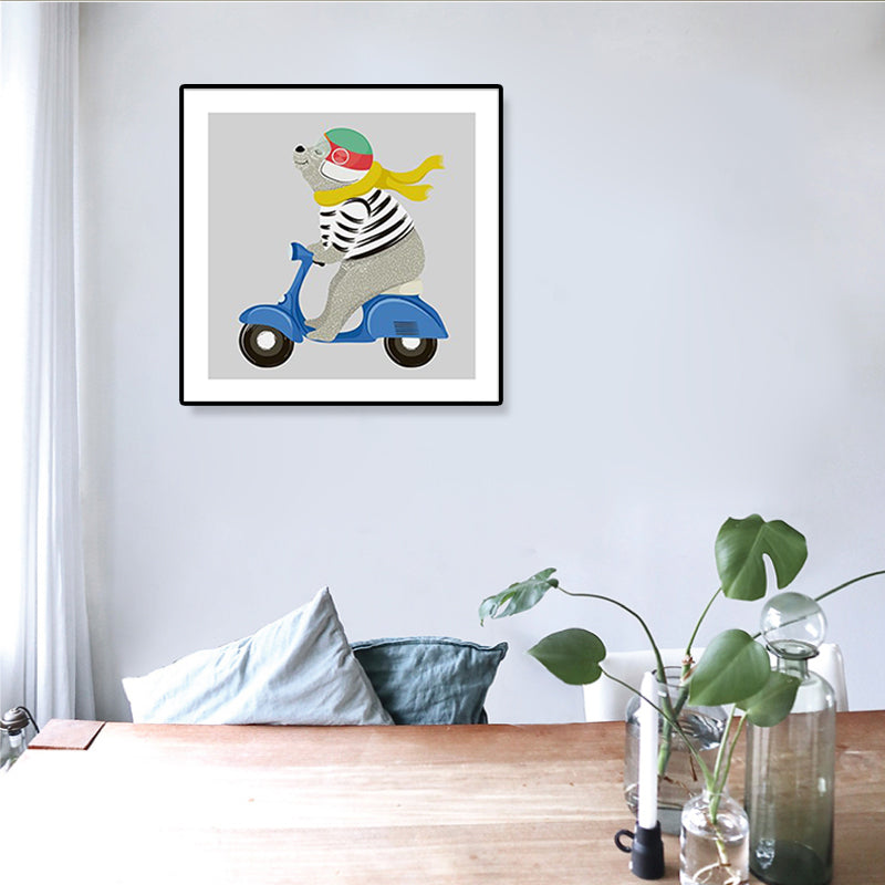 Soft Cartoon Canvas Illustration Animal Doing Workout Wall Art Print for Nursery Brown Clearhalo 'Art Gallery' 'Canvas Art' 'Kids' Arts' 1933327