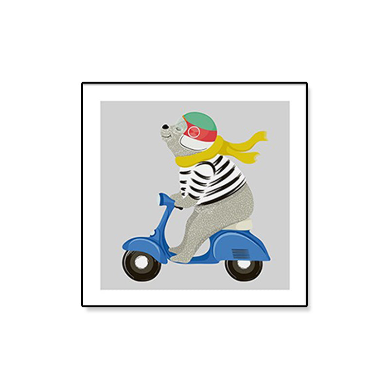 Soft Cartoon Canvas Illustration Animal Doing Workout Wall Art Print for Nursery Clearhalo 'Art Gallery' 'Canvas Art' 'Kids' Arts' 1933330