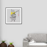 Soft Cartoon Canvas Illustration Animal Doing Workout Wall Art Print for Nursery Grey Clearhalo 'Art Gallery' 'Canvas Art' 'Kids' Arts' 1933331