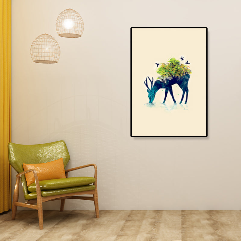 Drawing Print Animal Wall Art Decor Kids Style Textured Dining Room Canvas in Light Color Clearhalo 'Art Gallery' 'Canvas Art' 'Kids' Arts' 1933340