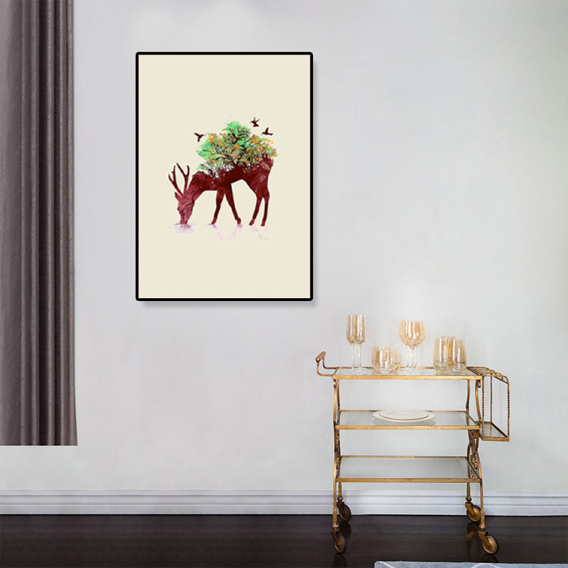 Drawing Print Animal Wall Art Decor Kids Style Textured Dining Room Canvas in Light Color Clearhalo 'Art Gallery' 'Canvas Art' 'Kids' Arts' 1933348
