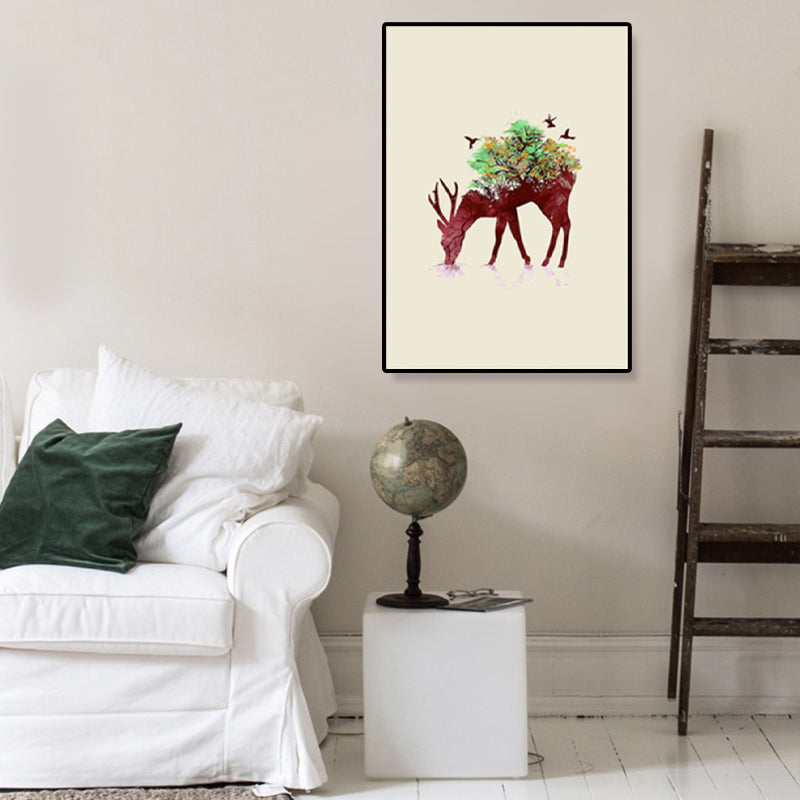 Drawing Print Animal Wall Art Decor Kids Style Textured Dining Room Canvas in Light Color Clearhalo 'Art Gallery' 'Canvas Art' 'Kids' Arts' 1933349