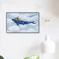 Dreamlike Flying Whales Canvas Art Childrens Bedroom Animal Wall Decor in Soft Color Sky Blue Clearhalo 'Art Gallery' 'Canvas Art' 'Kids' Arts' 1933440