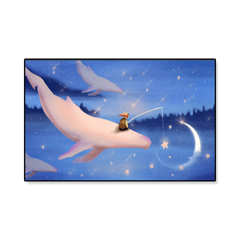 Dreamlike Flying Whales Canvas Art Childrens Bedroom Animal Wall Decor in Soft Color Clearhalo 'Art Gallery' 'Canvas Art' 'Kids' Arts' 1933447