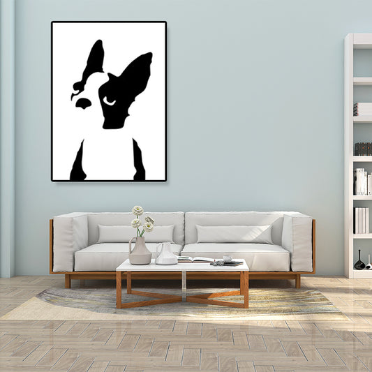 Black Puppy Drawing Wall Art Textured Kids Bedroom Canvas Print on White, Optional Sizes Clearhalo 'Art Gallery' 'Canvas Art' 'Kids' Arts' 1933457