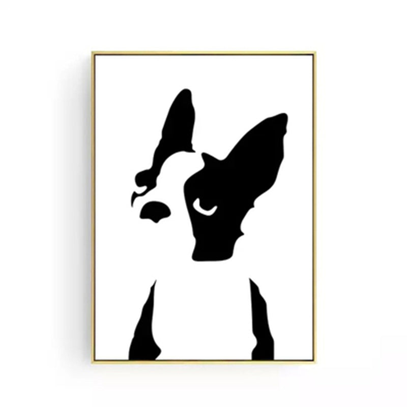 Black Puppy Drawing Wall Art Textured Kids Bedroom Canvas Print on White, Optional Sizes Clearhalo 'Art Gallery' 'Canvas Art' 'Kids' Arts' 1933458