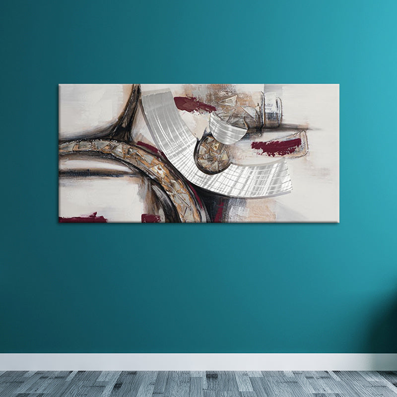 Hand Print Abstract Canvas Wall Art Contemporary Textured Painting in Brown for Home Brown Abstract 24" x 48" Clearhalo 'Art Gallery' 'Canvas Art' 'Contemporary Art Gallery' 'Modern' Arts' 1933498