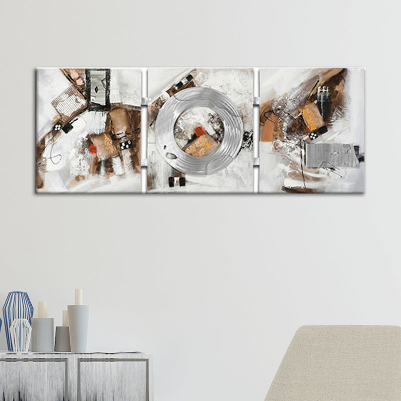 Hand Print Abstract Canvas Wall Art Contemporary Textured Painting in Brown for Home Clearhalo 'Art Gallery' 'Canvas Art' 'Contemporary Art Gallery' 'Modern' Arts' 1933504