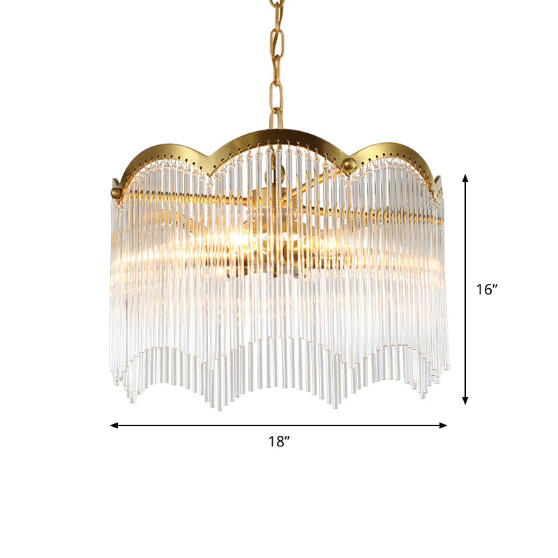 3/6 Heads Kitchen Hanging Chandelier Modern Gold Ceiling Lamp with Circular Crystal Rod Shade Clearhalo 'Ceiling Lights' 'Chandeliers' 'Modern Chandeliers' 'Modern' Lighting' 1933540