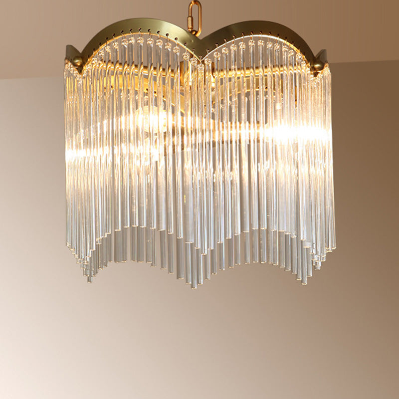 3/6 Heads Kitchen Hanging Chandelier Modern Gold Ceiling Lamp with Circular Crystal Rod Shade Clearhalo 'Ceiling Lights' 'Chandeliers' 'Modern Chandeliers' 'Modern' Lighting' 1933544